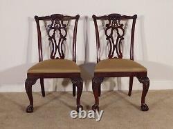 Pair #1 Ethan Allen Chippendale Mahogany Ball & Claw Dining Side Chairs