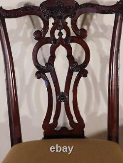 Pair #1 Ethan Allen Chippendale Mahogany Ball & Claw Dining Side Chairs