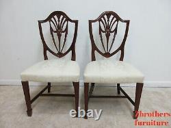 Pair Antique Mahogany Chippendale Shield back Dining Room Side Chairs A