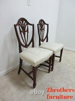 Pair Antique Mahogany Chippendale Shield back Dining Room Side Chairs A