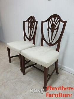 Pair Antique Mahogany Chippendale Shield back Dining Room Side Chairs A