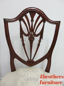 Pair Antique Mahogany Chippendale Shield back Dining Room Side Chairs A