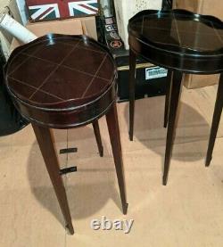Pair Barbara Barry for Baker Furniture Oval Gallery Edge Side Tables