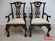 Pair Drexel Mahogany Chippendale Ball Claw Dining Room Arm Chairs