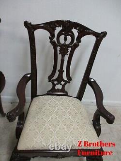 Pair Drexel Mahogany Chippendale Ball Claw Dining Room Arm Chairs