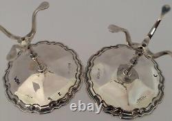 Pair English Edwardian Sterling Figural Chippendale Table Stands London 1909