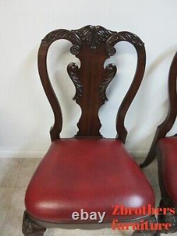 Pair Ethan Allen Mahogany Chippendale Carved Dining Room Side Chairs Ball Claw A
