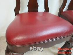 Pair Ethan Allen Mahogany Chippendale Carved Dining Room Side Chairs Ball Claw B