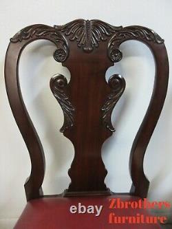 Pair Ethan Allen Mahogany Chippendale Carved Dining Room Side Chairs Ball Claw B