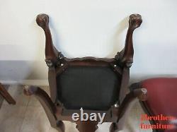 Pair Ethan Allen Mahogany Chippendale Carved Dining Room Side Chairs Ball Claw B