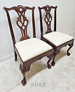 Pair Henredon Rittenhouse Chippendale Dining Room Side Chairs Mahogany C