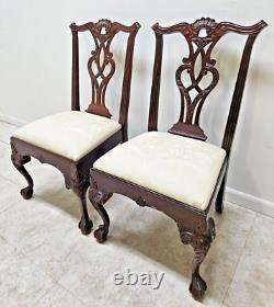 Pair Henredon Rittenhouse Chippendale Dining Room Side Chairs Mahogany C