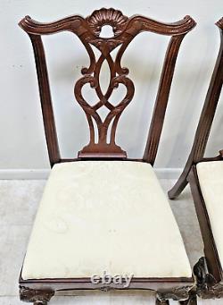 Pair Henredon Rittenhouse Chippendale Dining Room Side Chairs Mahogany C