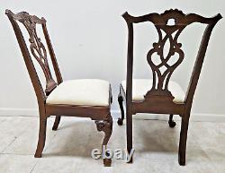 Pair Henredon Rittenhouse Chippendale Dining Room Side Chairs Mahogany C