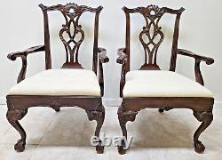Pair Henredon Rittenhouse Square Chippendale Dining Room Armchairs Mahogany