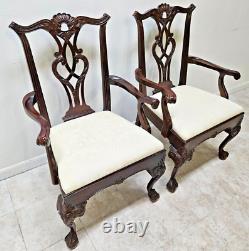 Pair Henredon Rittenhouse Square Chippendale Dining Room Armchairs Mahogany