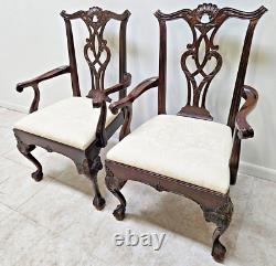 Pair Henredon Rittenhouse Square Chippendale Dining Room Armchairs Mahogany