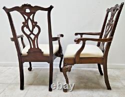 Pair Henredon Rittenhouse Square Chippendale Dining Room Armchairs Mahogany