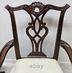 Pair Henredon Rittenhouse Square Chippendale Dining Room Armchairs Mahogany