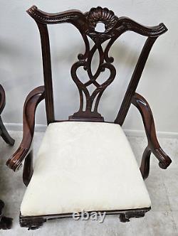 Pair Henredon Rittenhouse Square Chippendale Dining Room Armchairs Mahogany