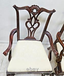 Pair Henredon Rittenhouse Square Chippendale Dining Room Armchairs Mahogany