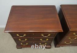 Pair Hickory Chair James River Mahogany Chippendale Nightstands Bedside Tables