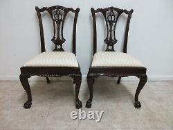 Pair Hickory White Mahogany Dining Room Side Chairs Chippendale Ball Claw B