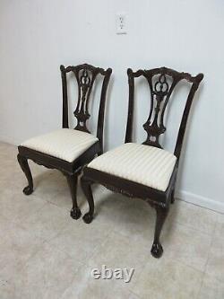 Pair Hickory White Mahogany Dining Room Side Chairs Chippendale Ball Claw B