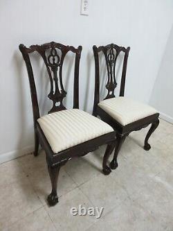 Pair Hickory White Mahogany Dining Room Side Chairs Chippendale Ball Claw B