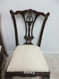 Pair Hickory White Mahogany Dining Room Side Chairs Chippendale Ball Claw B