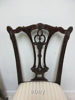 Pair Hickory White Mahogany Dining Room Side Chairs Chippendale Ball Claw B