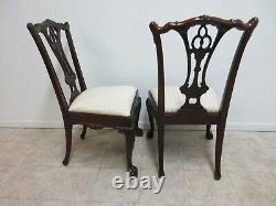 Pair Hickory White Mahogany Dining Room Side Chairs Chippendale Ball Claw B
