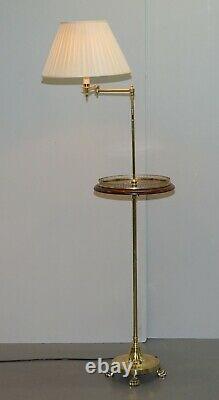 Pair Of Articulated Regency Brass Gallery Burr Walnut Side Table Reading Lamps