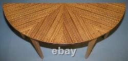 Pair Of Brand New Bevan Funnell Phoenix Zebrano Wood Demi Lune Console Tables