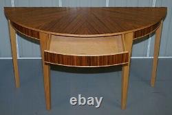 Pair Of Brand New Bevan Funnell Phoenix Zebrano Wood Demi Lune Console Tables