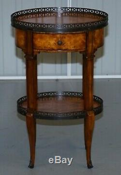 Pair Of Burr Walnut Brass Gallery Rail Theodore Alexander Side End Lamp Tables