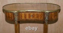 Pair Of French Antique Kidney Side Tables Bronzed Fittings Marquetry Inlaid