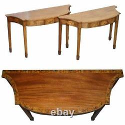 Pair Of George III 1780 Satinwood & Tulip Wood Polychrome Painted Console Tables