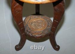 Pair Of Liberty's London Three Monkey Hear See Speak No Evil Carved Side Tables