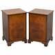 Pair Of Lovely Burr Walnut Circa 1940 Side Table Cupboard Bedside Table Drawers