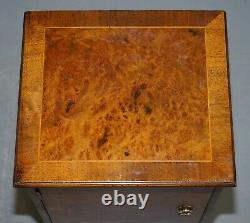 Pair Of Lovely Burr Walnut Circa 1940 Side Table Cupboard Bedside Table Drawers