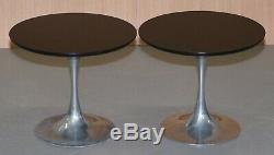 Pair Of MID Century Modern 1960's Arkana Tulip Chrome Base Side End Lamp Tables