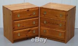 Pair Of Nodus Solid Pine Military Campaign Bedside Or Side Table Sized Drawers