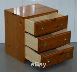 Pair Of Nodus Solid Pine Military Campaign Bedside Or Side Table Sized Drawers