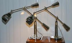 Pair Of Rrp £2150 Ralph Lauren Articulated Boom Arm Table Lamps Polished Nickle
