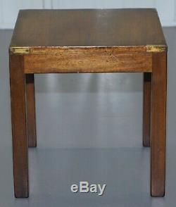 Pair Of Small Harrods London Mahogany Military Campaign Lamp Side End Tables