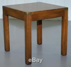 Pair Of Small Harrods London Mahogany Military Campaign Lamp Side End Tables