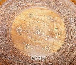 Pair Of Tall Liberty's Circa 1900 Syrian Hand Carved Rosewood Side End Tables