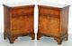 Pair Of Vintage Burr Walnut Wood Lamp Side End Wine Table Cupboards With Drawers