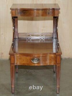 Pair Of Walnut Fret Work Carved Thomas Chippendale Sheraton Revival Side Tables